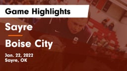 Sayre  vs Boise City  Game Highlights - Jan. 22, 2022