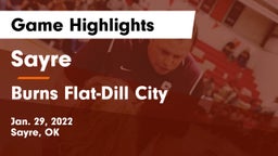 Sayre  vs Burns Flat-Dill City  Game Highlights - Jan. 29, 2022
