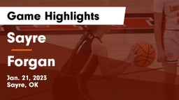 Sayre  vs Forgan  Game Highlights - Jan. 21, 2023