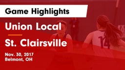 Union Local  vs St. Clairsville  Game Highlights - Nov. 30, 2017