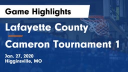 Lafayette County  vs Cameron Tournament 1 Game Highlights - Jan. 27, 2020