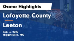 Lafayette County  vs Leeton Game Highlights - Feb. 3, 2020