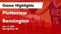 Platteview  vs Bennington  Game Highlights - Jan. 8, 2021