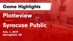 Platteview  vs Syracuse Public  Game Highlights - Feb. 1, 2019