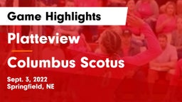 Platteview  vs Columbus Scotus Game Highlights - Sept. 3, 2022