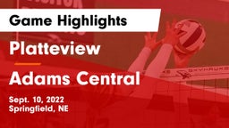 Platteview  vs Adams Central  Game Highlights - Sept. 10, 2022