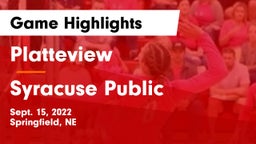 Platteview  vs Syracuse Public  Game Highlights - Sept. 15, 2022