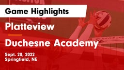 Platteview  vs Duchesne Academy Game Highlights - Sept. 20, 2022