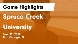 Spruce Creek  vs University Game Highlights - Jan. 22, 2018