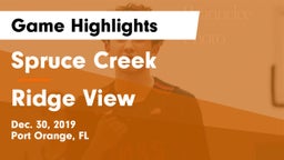 Spruce Creek  vs Ridge View Game Highlights - Dec. 30, 2019