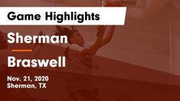 Sherman  vs Braswell  Game Highlights - Nov. 21, 2020