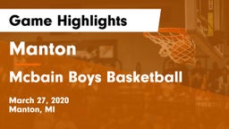 Manton  vs Mcbain Boys Basketball Game Highlights - March 27, 2020