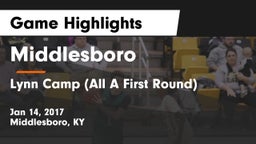 Middlesboro  vs Lynn Camp (All A First Round) Game Highlights - Jan 14, 2017