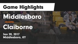 Middlesboro  vs Claiborne  Game Highlights - Jan 20, 2017