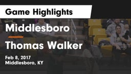 Middlesboro  vs Thomas Walker Game Highlights - Feb 8, 2017