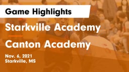 Starkville Academy  vs Canton Academy  Game Highlights - Nov. 6, 2021