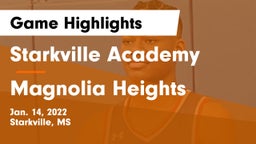 Starkville Academy  vs Magnolia Heights  Game Highlights - Jan. 14, 2022