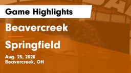 Beavercreek  vs Springfield  Game Highlights - Aug. 25, 2020