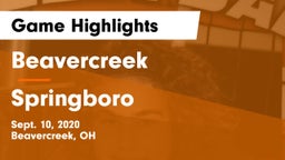 Beavercreek  vs Springboro  Game Highlights - Sept. 10, 2020