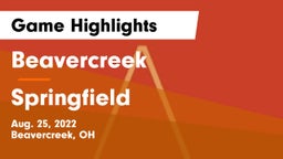 Beavercreek  vs Springfield  Game Highlights - Aug. 25, 2022