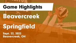 Beavercreek  vs Springfield  Game Highlights - Sept. 22, 2022