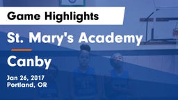 St. Mary's Academy  vs Canby  Game Highlights - Jan 26, 2017