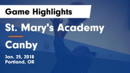 St. Mary's Academy  vs Canby  Game Highlights - Jan. 25, 2018