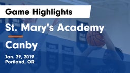 St. Mary's Academy  vs Canby  Game Highlights - Jan. 29, 2019