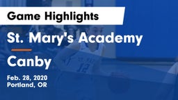 St. Mary's Academy  vs Canby  Game Highlights - Feb. 28, 2020
