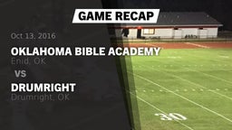 Recap: Oklahoma Bible Academy vs. Drumright  2016