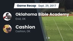 Recap: Oklahoma Bible Academy vs. Cashion  2017