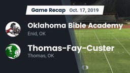 Recap: Oklahoma Bible Academy vs. Thomas-Fay-Custer  2019