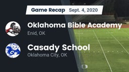 Recap: Oklahoma Bible Academy vs. Casady School 2020