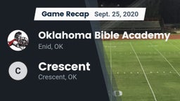 Recap: Oklahoma Bible Academy vs. Crescent  2020