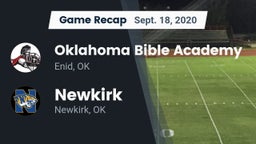 Recap: Oklahoma Bible Academy vs. Newkirk  2020