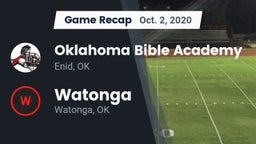 Recap: Oklahoma Bible Academy vs. Watonga  2020