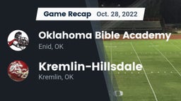Recap: Oklahoma Bible Academy vs. Kremlin-Hillsdale  2022
