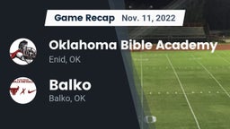 Recap: Oklahoma Bible Academy vs. Balko  2022