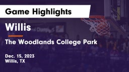 Willis  vs The Woodlands College Park  Game Highlights - Dec. 15, 2023