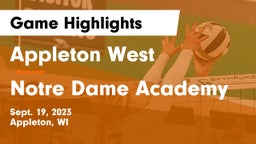 Appleton West  vs Notre Dame Academy Game Highlights - Sept. 19, 2023