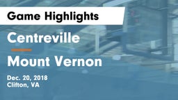 Centreville  vs Mount Vernon   Game Highlights - Dec. 20, 2018