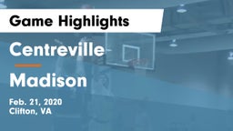 Centreville  vs Madison  Game Highlights - Feb. 21, 2020