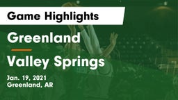 Greenland  vs Valley Springs  Game Highlights - Jan. 19, 2021
