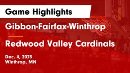 Gibbon-Fairfax-Winthrop  vs Redwood Valley Cardinals Game Highlights - Dec. 4, 2023