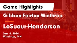 Gibbon-Fairfax-Winthrop  vs LeSueur-Henderson  Game Highlights - Jan. 8, 2024