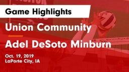Union Community  vs Adel DeSoto Minburn Game Highlights - Oct. 19, 2019