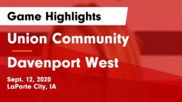 Union Community  vs Davenport West Game Highlights - Sept. 12, 2020