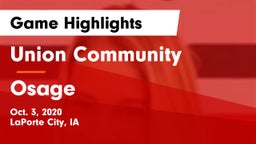 Union Community  vs Osage  Game Highlights - Oct. 3, 2020