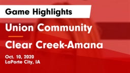 Union Community  vs Clear Creek-Amana Game Highlights - Oct. 10, 2020