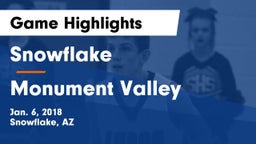 Snowflake  vs Monument Valley  Game Highlights - Jan. 6, 2018